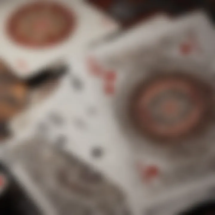 Close-up of Aces High cards showcasing unique designs.