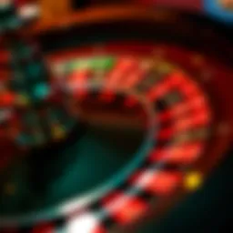 Roulette wheel with red and black sections