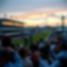 A grand view of the Ascot Racecourse during a race day, showcasing the excitement and electrifying atmosphere.