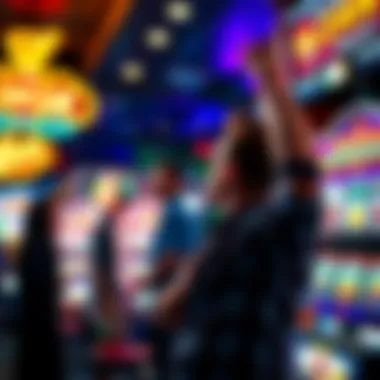 Celebrating Bonus Wins at Slots Player celebrating a bonus win at a slot machine