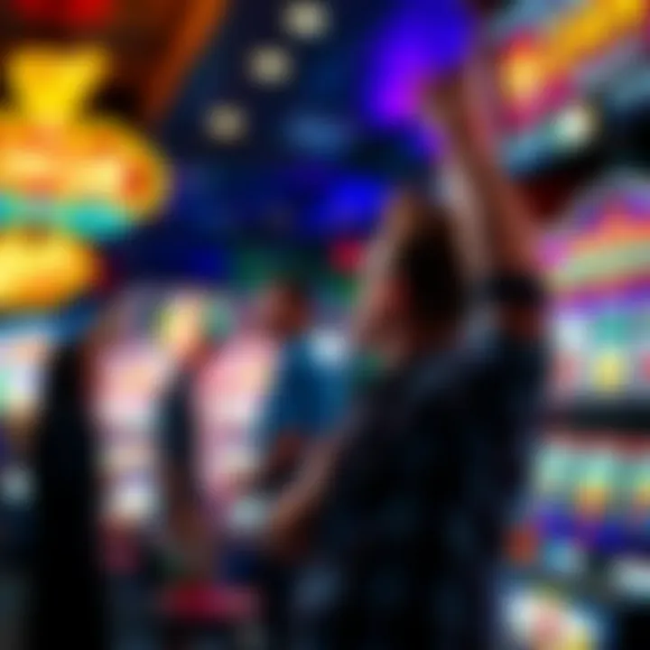 Celebrating Bonus Wins at Slots Player celebrating a bonus win at a slot machine