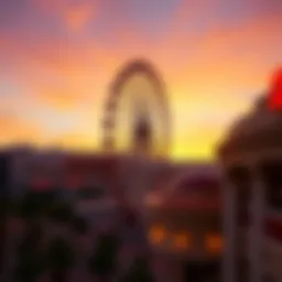 Panoramic view of Caesars High Roller against the Las Vegas skyline at sunset