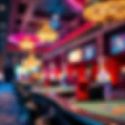 Elegant decor of a casino theme night with vibrant lighting