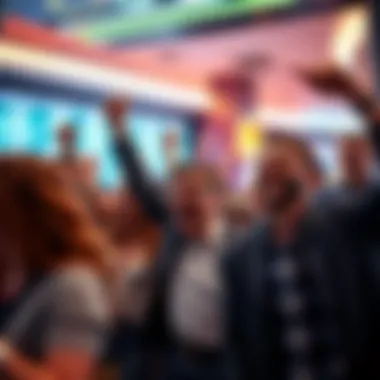 A group of diverse bettors celebrating a successful wager