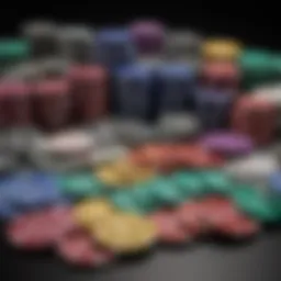 Various types of Texas Hold'em chip sets displayed