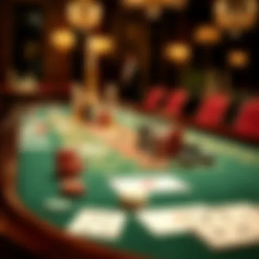 Elegant casino table setup with cards and chips