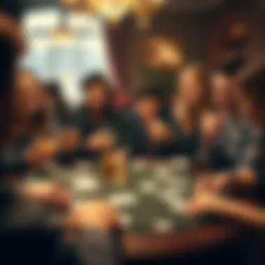 Group enjoying a lively card game at home