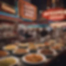 Vibrant dining scene on Fremont Street showcasing a variety of cuisines