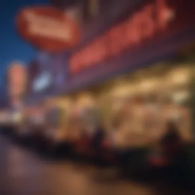 Charming atmosphere of a restaurant on Fremont Street during evening