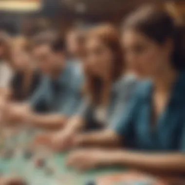 A diverse group of participants engaging in a bingo tournament