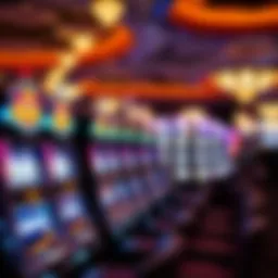 A vibrant display of blue chip casino slot machines