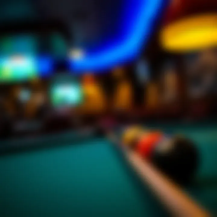 A close-up of a billiards cue and balls ready for play