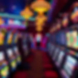 Vibrant display of various slot machines