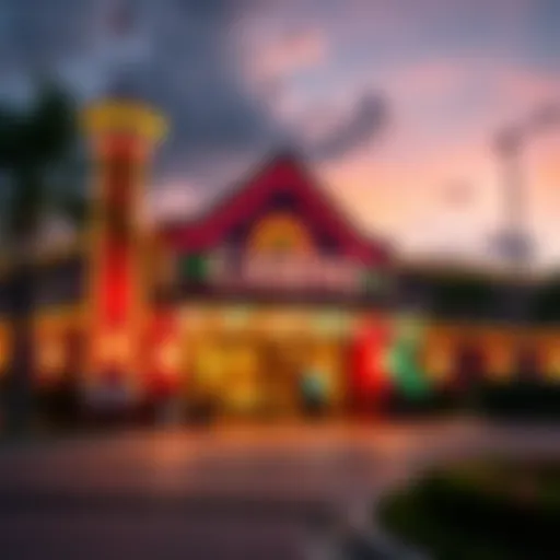 Vibrant Casino Entrance in Okeechobee A vibrant casino entrance in Okeechobee, inviting visitors with bright lights and excitement.