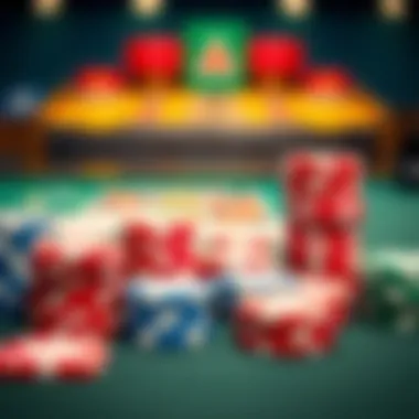 Poker Chips Ready for Play Close-up view of colorful poker chips stacked neatly on a table