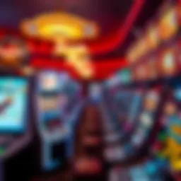 Vibrant display of slot machines in a virtual casino