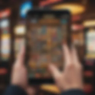 User playing free slots on a mobile device