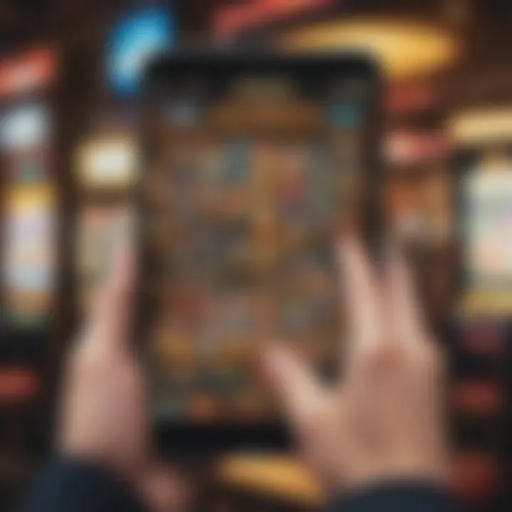 User playing free slots on a mobile device