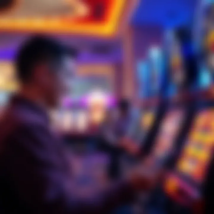 Engaged player interacting with a casino slot game on a device