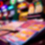 Colorful California scratcher tickets spread out on a table