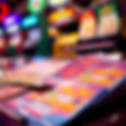 Colorful California scratcher tickets spread out on a table