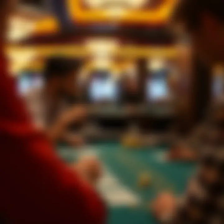 A player strategizing their next move at a live blackjack table