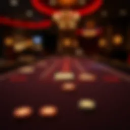 A table setup for live 21 blackjack with cards and chips