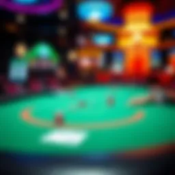 A vibrant digital poker table interface showcasing live gameplay