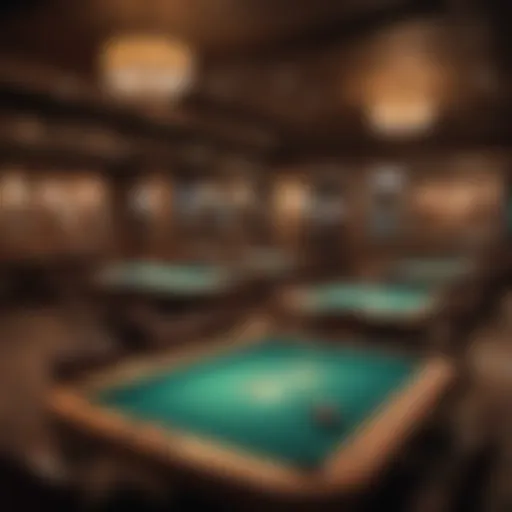 Interior view of Lodge Poker Club showcasing gaming tables