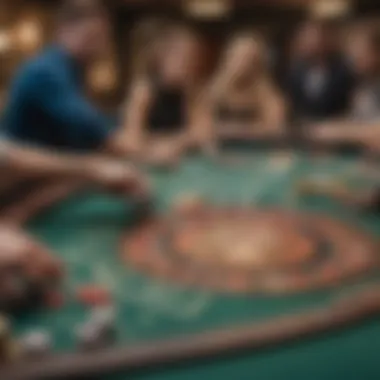 Exciting Gaming Table Action A vibrant gaming table surrounded by players