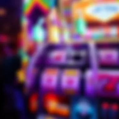 Vibrant Slot Machine Display Close-up view of a vibrant slot machine display