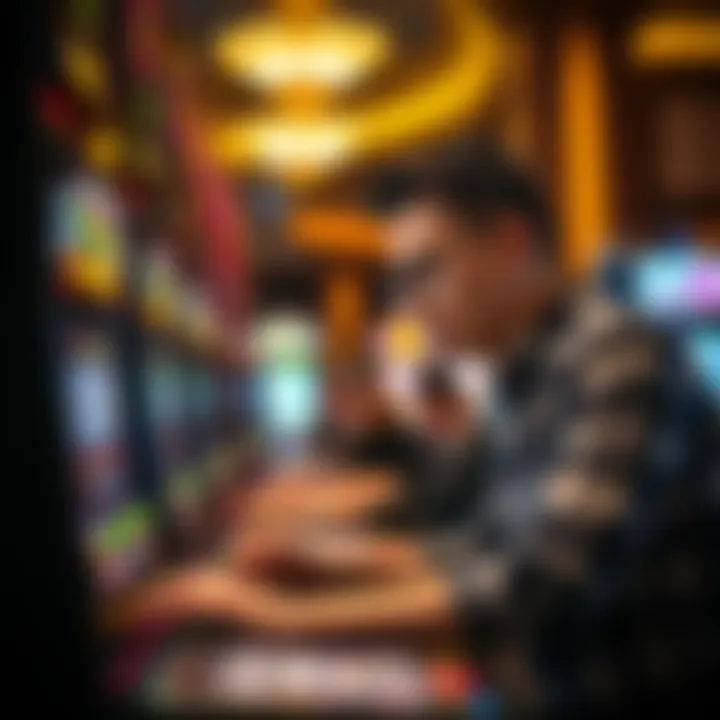 Engaging in Slot Game Strategy Player engaged in a strategic slot game session