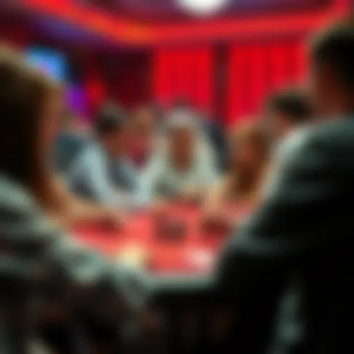 Engaging in No-Money Poker A diverse group of players engaged in a lively no-money poker game