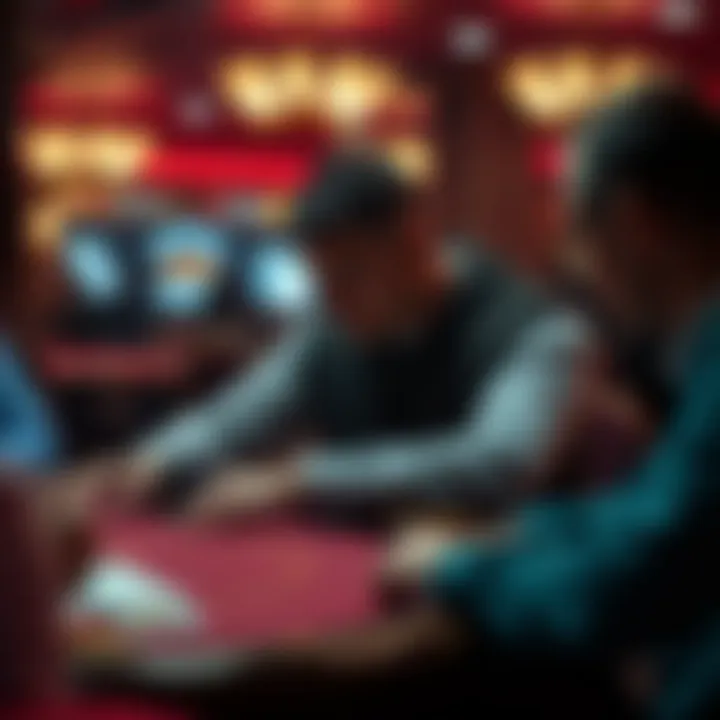 An individual strategizing during a no-money poker game, focusing on skill development