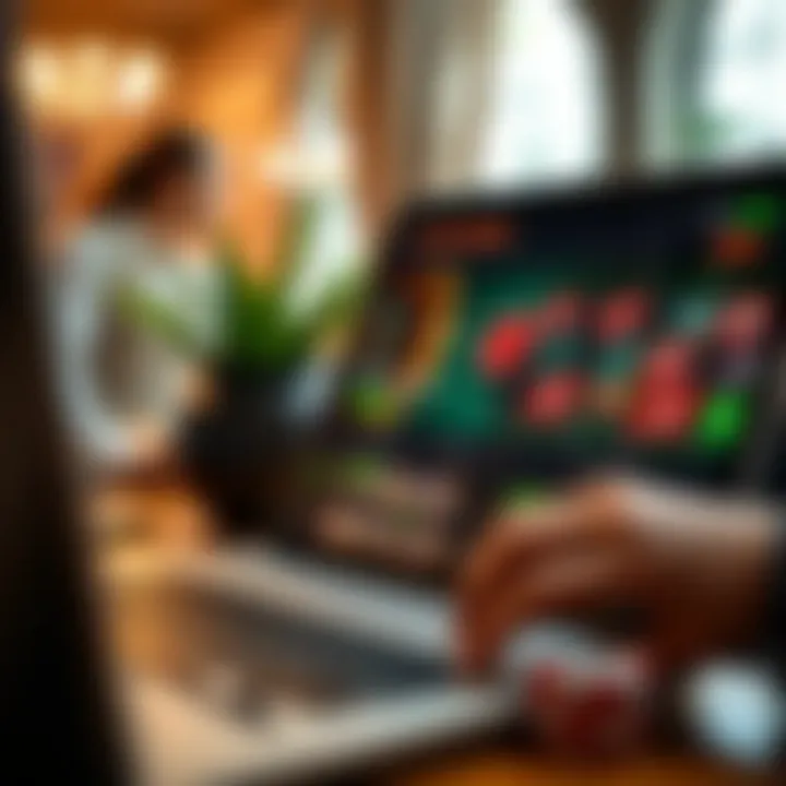 Accessing Online Casinos from Home A close-up of a laptop with an online casino website displayed