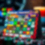 A vibrant digital scratch card showcasing various themes and designs