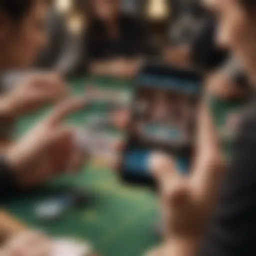 A user engaging with a poker play along app on a smartphone