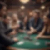 A vibrant poker tournament setting with players focused on their cards