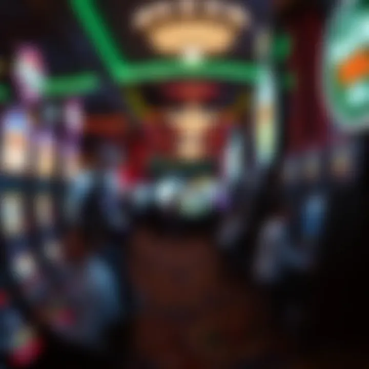 Exciting casino atmosphere filled with players at slot machines
