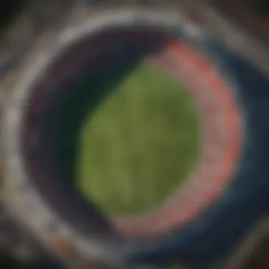 Aerial view of a vibrant soccer stadium during a match