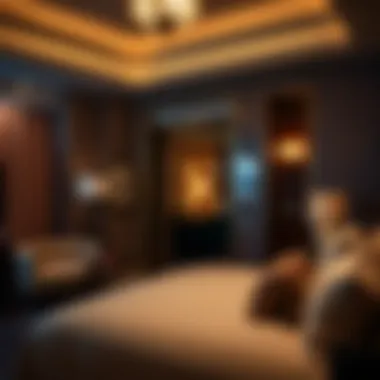 Elegant bedroom featuring plush furnishings and ambient lighting