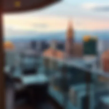 Stunning view from a suite balcony overlooking the city skyline