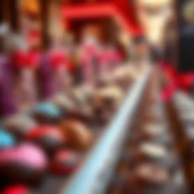 Close-up of gourmet chocolate and confectionery items