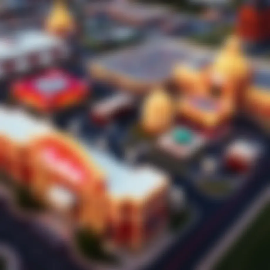 Aerial view of Beloit Casino complex showcasing its vibrant architecture