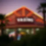 Exterior view of an off-strip casino showcasing unique architecture