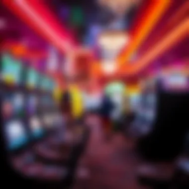 Vibrant Gaming Experience Off the Strip Interior of a vibrant gaming area with various slot machines