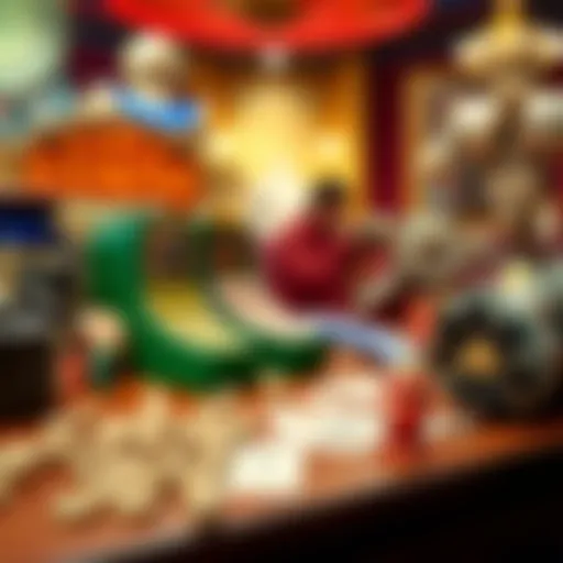 Historical gambling artifacts showcasing lottery and casino evolution
