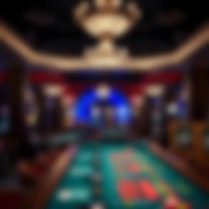 Luxurious Casino Interior with Gaming Tables Interior of a luxurious casino showcasing gaming tables