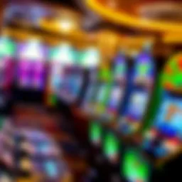 A vibrant array of colorful slot machines in a casino setting