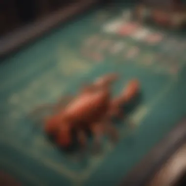 Close-up of gaming table with Lobster Casino Game details.